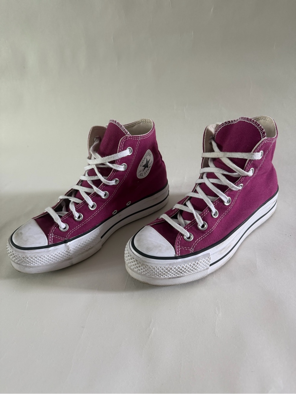 Women Converse High Top Sneakers - Magenta Canvas with White Trim